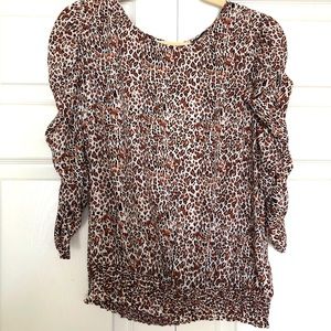 Leopard print Adrianna Papell blouse.